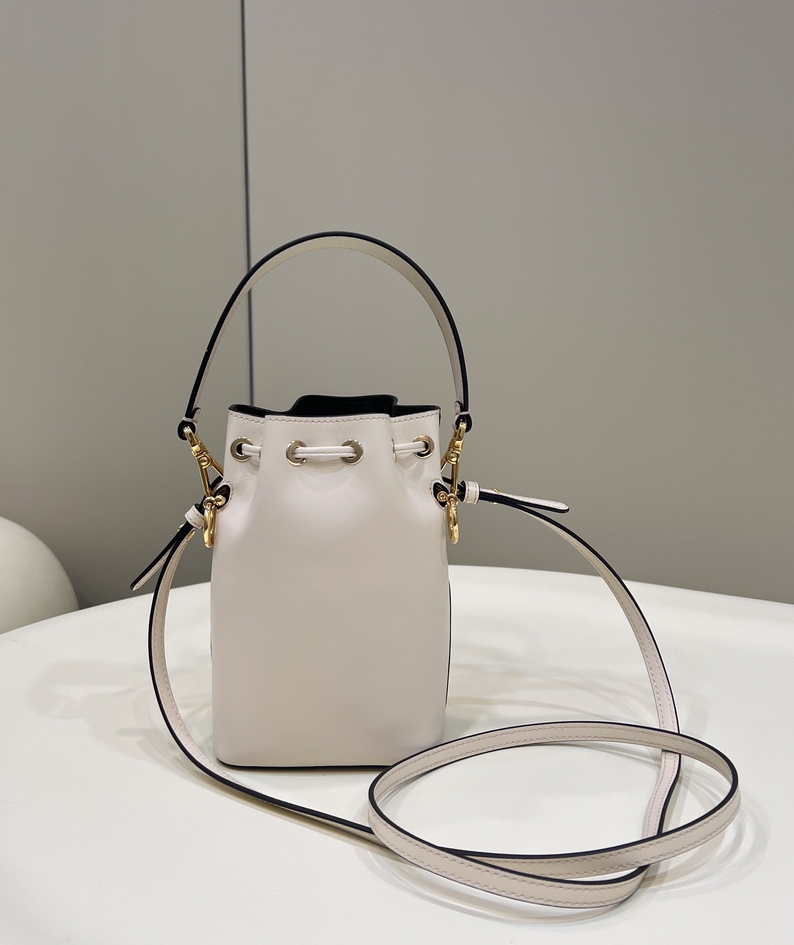 Fendi Mini Mon Tresor Leather Shoulder Bag White